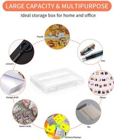 img 2 attached to 📁 Durable Portable Project Case for 8.5" x 11" Letter A4 Paper - Denkee 4 Pack, Large Thick Plastic Storage Box with Handle for Documents and Magazines - Office Supplies File Storage Case