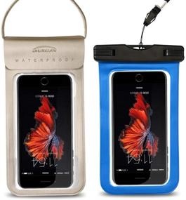 img 4 attached to 📱 2-Pack Waterproof Phone Pouches - Universal Waterproof Cases for iPhone XR XS X 8 7 6S Plus, Samsung S10e S9 S8 Note 9 8 6 Pixel 2 3 XL HTC LG - Fits 5"-6.5" - Gold+Blue