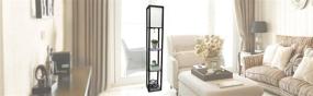 img 1 attached to 🏢 Multi-functional Etagere Organizer Storage Shelf Floor Lamp with Linen Shade - Elegant Black Design by Simple Designs Home LF1014-BLK