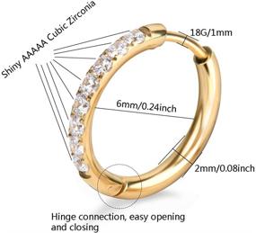 img 2 attached to 🏻 Hypoallergenic Surgical Steel Huggie Hoop Earring - Small Cubic Zirconia - Unisex Design - Available in Gold, Silver, Rose Gold, Black, Rainbow - Sizes 6mm to 12mm - Safe for Sensitive Ears