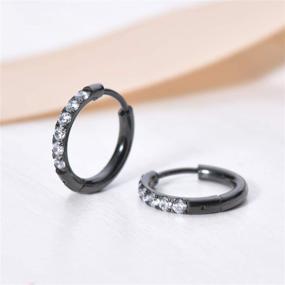 img 3 attached to 🏻 Hypoallergenic Surgical Steel Huggie Hoop Earring - Small Cubic Zirconia - Unisex Design - Available in Gold, Silver, Rose Gold, Black, Rainbow - Sizes 6mm to 12mm - Safe for Sensitive Ears
