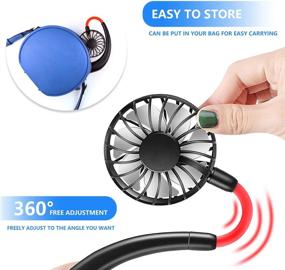 img 2 attached to Hands-Free Neck Fan - USB Rechargeable Neckband Fan with Lithium Battery - Mini Sports Hanging Fan - Portable Desk Fan - Ideal for Travel, Outdoors, Office - Compact Black Fan