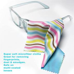 img 3 attached to 🌈 Efficient 10 Pack of Cute Geo-Design Multicolor Microfiber Cleaning Cloths for Lenses, Eyeglasses, Sunglasses, and Cell Phone – Beautiful Pastel Colors: Blue, Pink, Green, White Cloth Wipes