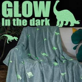 img 4 attached to 🦖 JINCHAN Dinosaur Throw Blanket: Glow in The Dark Blue Magical Blanket for Nursery Decor – Lightweight Flannel Fleece Blanket, Perfect Gift for Kids, Girls, Boys – 50x60 Inch, All Seasons