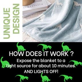 img 1 attached to 🦖 JINCHAN Dinosaur Throw Blanket: Glow in The Dark Blue Magical Blanket for Nursery Decor – Lightweight Flannel Fleece Blanket, Perfect Gift for Kids, Girls, Boys – 50x60 Inch, All Seasons