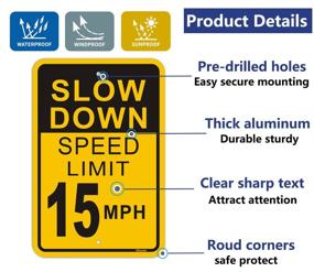 img 2 attached to Slow Down Speed Limit 15 MPH Sign (4 Pack)