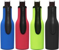 🍺 tahoebay multicolor beer bottle insulator sleeves, 4-pack - enhance your beverage chilling experience логотип