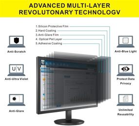img 2 attached to 🖥️ 27-Inch Computer Privacy Filter for 27" Widescreen Monitor: Screen Protector Film - Data Confidentiality, Anti-Spy, Anti-Blue Light, Anti-Glare - Easy Installation