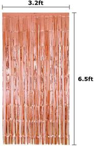 img 1 attached to 🌹 Rose Gold Shimmer Fringe Curtains - 3 Pack Metallic Foil Curtains for Party Decorations by Aye Store
