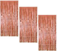 🌹 rose gold shimmer fringe curtains - 3 pack metallic foil curtains for party decorations by aye store logo