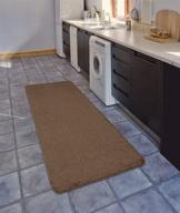 👍 ottomanson softy collection solid rubber backed kitchen/bath rug, 2'2" x 6', brown: premium quality and durable rug for kitchen and bathroom logo