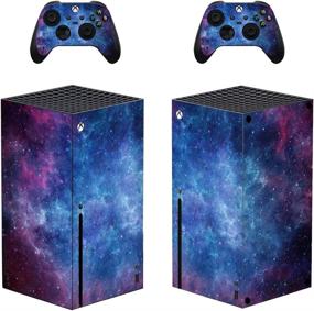 img 4 attached to 🎮 Enhance Your Xbox Series X Console with Full Body Vinyl Skin Decal Cover – Complete Protection & Style in Blue with Bonus Wireless Controller Decals!