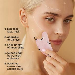 img 2 attached to ROSE QUARTZ Face Roller and Gua Sha Set, Body Massage Wood Brush - Gift Set for HER. Face Roller and Gua Sha Stone, Body Brush. Facial and Body Massager for Women.