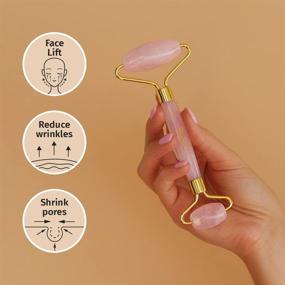 img 3 attached to ROSE QUARTZ Face Roller and Gua Sha Set, Body Massage Wood Brush - Gift Set for HER. Face Roller and Gua Sha Stone, Body Brush. Facial and Body Massager for Women.