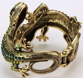 img 1 attached to 🦎 YACQ Women's Twin Gecko Lizard Hinged Bangle Bracelet - Adjustable Fit for Wrists 6.75-7.5 Inches - Lead & Nickel-Free - Halloween Costume Accessories Jewelry for Women and Teen Girls