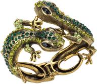 🦎 yacq women's twin gecko lizard hinged bangle bracelet - adjustable fit for wrists 6.75-7.5 inches - lead & nickel-free - halloween costume accessories jewelry for women and teen girls logo