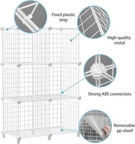 img 3 attached to 📦 TomCare 6-Cube Metal Wire Cube Organizer - White, Modular Storage Cubes for Bedroom, Home Office - DIY Closet Organizer, Bookshelves Grids