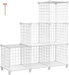 img 4 attached to 📦 TomCare 6-Cube Metal Wire Cube Organizer - White, Modular Storage Cubes for Bedroom, Home Office - DIY Closet Organizer, Bookshelves Grids