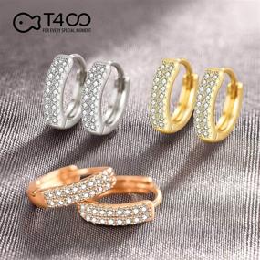 img 1 attached to 💎 Stunning T400 Rose Gold Silver Plated Cubic Zirconia Hoop Earrings Set - Ideal Gift for Women and Girls!