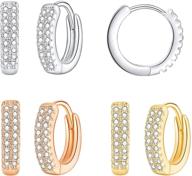 💎 stunning t400 rose gold silver plated cubic zirconia hoop earrings set - ideal gift for women and girls! logo