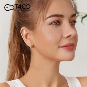 img 3 attached to 💎 Stunning T400 Rose Gold Silver Plated Cubic Zirconia Hoop Earrings Set - Ideal Gift for Women and Girls!