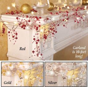 img 2 attached to 🎄 Festive Silver Lighted Berry Beaded Garland Indoor Christmas Decorations - 120" Length - Collections Etc