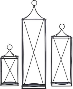 img 1 attached to Set of 3 Elegant Decorative Tall Lanterns with Pillar Candle 🏮 Holders - Perfect for Indoor/Outdoor Wedding Decor, Party, Christmas - Garden Porch Night