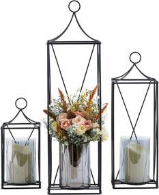 img 4 attached to Set of 3 Elegant Decorative Tall Lanterns with Pillar Candle 🏮 Holders - Perfect for Indoor/Outdoor Wedding Decor, Party, Christmas - Garden Porch Night