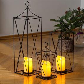 img 2 attached to Set of 3 Elegant Decorative Tall Lanterns with Pillar Candle 🏮 Holders - Perfect for Indoor/Outdoor Wedding Decor, Party, Christmas - Garden Porch Night