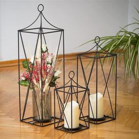 img 3 attached to Set of 3 Elegant Decorative Tall Lanterns with Pillar Candle 🏮 Holders - Perfect for Indoor/Outdoor Wedding Decor, Party, Christmas - Garden Porch Night