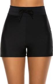 img 4 attached to 🩱 Stylish Tournesol Women's High Waist Swim Shorts: Perfect Swimwear Bottoms with Drawstring for a Comfortable Beach Look