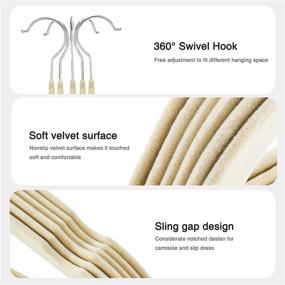 img 1 attached to 👚 Cozymood Velvet Hangers -60 Pack- Non Slip Flocked Hangers Beige Velvet Suit Hangers Space Saving Clothes Hanger Heavy Duty Adult Hanger for Coats and Suits