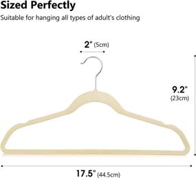 img 3 attached to 👚 Cozymood Velvet Hangers -60 Pack- Non Slip Flocked Hangers Beige Velvet Suit Hangers Space Saving Clothes Hanger Heavy Duty Adult Hanger for Coats and Suits