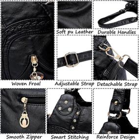 img 1 attached to Стильная сумка из кожи в стиле «С»: шикарная плечевая сумка для женщин с кошельками - идеальная сумка-хобо!