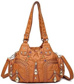 img 4 attached to Стильная сумка из кожи в стиле «С»: шикарная плечевая сумка для женщин с кошельками - идеальная сумка-хобо!