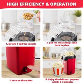 img 2 attached to 🍿 1200W Hot Air Popcorn Popper Machine | Electric Home Popcorn Maker with Measuring Cup| Fast 3 Minute Popping | ETL Certified| BPA Free | Oil-Free | Perfect for Family Movie Nights, TV, Parties