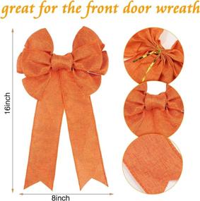 img 3 attached to 🎁 Farmhouse Christmas Wreath Bow: Orange Wreath Fabric Bow for Large Basket Decoration - Perfect Present Wrapping