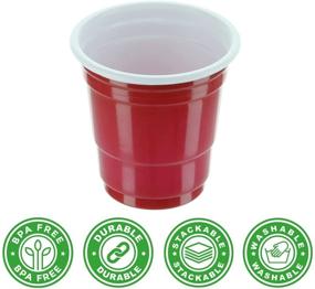 img 1 attached to 🍾 120 Count 2 Ounce Disposable Shot Glasses for Party, Jello Shots, Jager Bomb - Perfect Size for Condiments, Snacks - Mini Red Plastic Cups