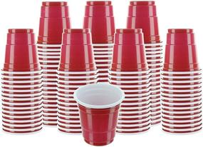 img 4 attached to 🍾 120 Count 2 Ounce Disposable Shot Glasses for Party, Jello Shots, Jager Bomb - Perfect Size for Condiments, Snacks - Mini Red Plastic Cups