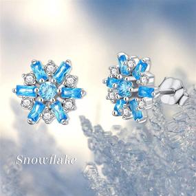 img 3 attached to 💎 Stunning PYTALI Snowflake Earrings: Sterling Silver Studs with Blue Ladder Square Crystal - Perfect Jewelry Gift for Women and Girls