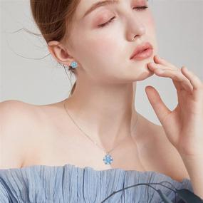 img 2 attached to 💎 Stunning PYTALI Snowflake Earrings: Sterling Silver Studs with Blue Ladder Square Crystal - Perfect Jewelry Gift for Women and Girls