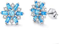 💎 stunning pytali snowflake earrings: sterling silver studs with blue ladder square crystal - perfect jewelry gift for women and girls logo