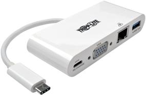 img 4 attached to 🔌 Tripp Lite USB C к VGA адаптеру для видео с мультипортом, конвертером 1080p с USB-A хабом, портом для зарядки USB-C PD, Гигабитным портом Ethernet, совместимым с Thunderbolt 3, USB Type C, USB-C, USB Type-C (U444-06N-VGU-C)