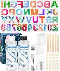 img 4 attached to 🔑 Flasoo Resin Keychain Molds - 13.8 oz Epoxy Resin Silicone Molds with Alphabet Mold Making Kit, Hardener Resin Tools, and Pin Vise Set - Ideal for Casting Keychain Art Crafts and Supplies