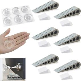 img 4 attached to 🚪 VECELO 12-Pack Door Stoppers Wall Protector - Набор из 6 многоразовых защитных щитков для дверной ручки с самоклеящейся основой, тихими и амортизирующими удары из силикона и набор из 6 клинов для дверей для всех типов пола.