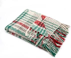 img 3 attached to 🎄 LALIFIT Christmas Home Decor Super Soft Vintage Fluffy Plaid Throw Blanket - Cozy Acrylic Cashmere-like Bedspread with Fringe - Ideal for Picnics, Tailgating, and Camping - 50"W x 67"L (Green/Red)