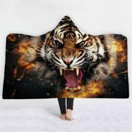 irisbell tiger theme hooded blanket: oversized sherpa fleece throw, wearable hoodie cloak (adult size) logo