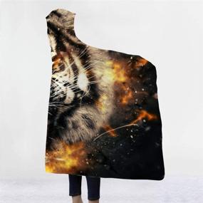 img 2 attached to Irisbell Tiger Theme Hooded Blanket: Oversized Sherpa Fleece Throw, Wearable Hoodie Cloak (Adult Size)