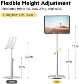 img 2 attached to 📱 Adjustable Tablet Stand Holder for Desk - Licheers iPad Stand, Compatible with iPad Mini Air Pro, iPhone 13/12/11 Pro Max, Samsung Galaxy, Kindle - Silver