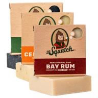 🧼 premium dr. squatch men's soap variety pack - handmade with organic oils in usa - manly scent bar soaps: pine tar, cedar citrus, bay rum (3 bars) logo